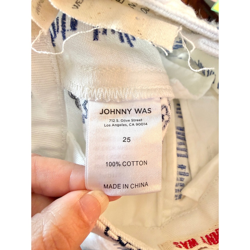 Johnny Was‎ Wide Leg Floral Embroidered Denim Trouser Pants White Blue NWT 25/2 - Picture 16 of 16